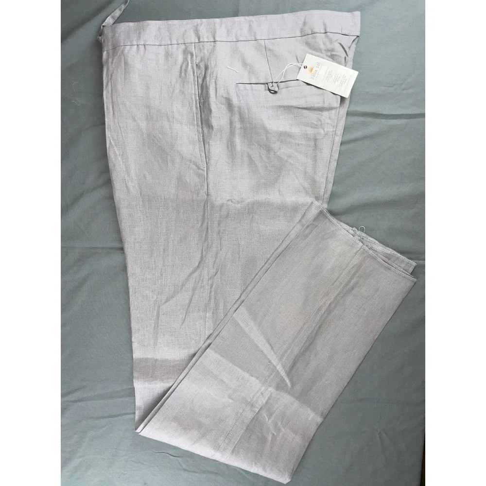 Bahaia Sol 100% Linen Chino Style Pants w/ Drawstring. Platinum Gray, 38. NWT!! - Picture 3 of 9